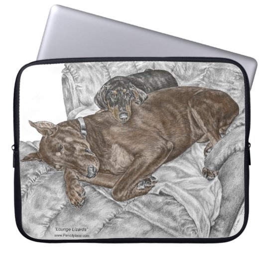 Doberman Dog und Puppy Laptopschutzhülle (Vorderseite)