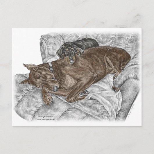 Doberman Dog und Puppy Postkarte (Vorderseite)