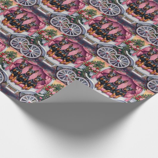 Doberman Dog Valentine's Day  Geschenkpapier (Ecke)