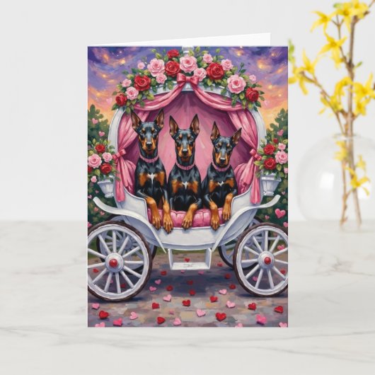 Doberman Dog Valentine's Day  Karte (Gelbe Blume)