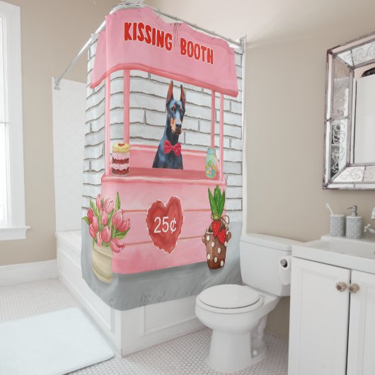 Doberman Dog Valentine's Day Kissing Booth Duschvorhang (Beispiel)
