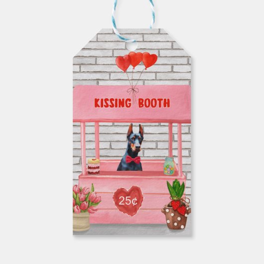 Doberman Dog Valentine's Day Kissing Booth Geschenkanhänger (Rückseite)