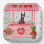 Doberman Dog Valentine's Day Kissing Booth Pappteller (Vorderseite)