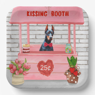Doberman Dog Valentine's Day Kissing Booth Pappteller