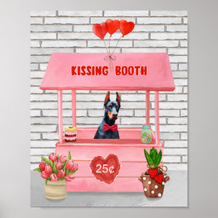 Doberman Dog Valentine's Day Kissing Booth Poster