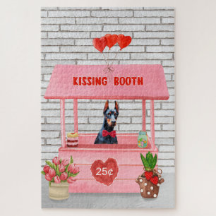 Doberman Dog Valentine's Day Kissing Booth Puzzle