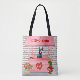 Doberman Dog Valentine's Day Kissing Booth Tasche