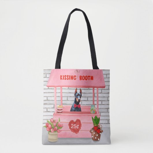 Doberman Dog Valentine's Day Kissing Booth Tasche (Vorderseite)