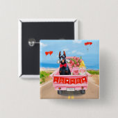 Doberman Dog Valentine's Day Lkw Herz Button (Vorne & Hinten)