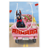 Doberman Dog Valentine's Day Lkw Herz Mittlere Geschenktüte (Vorderseite)