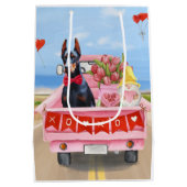Doberman Dog Valentine's Day Lkw Herz Mittlere Geschenktüte (Rückseite)