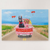 Doberman Dog Valentine's Day Lkw Herz Puzzle (Horizontal)