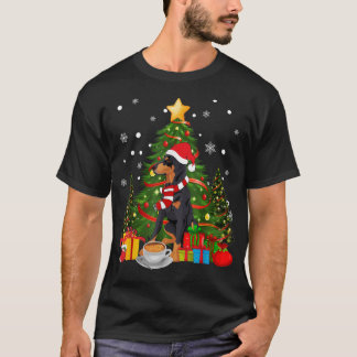 Doberman Dog Weihnachtsmannmütze Weihnachtskaffee T-Shirt