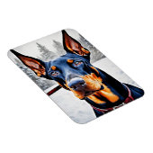 Doberman Dog Winter Impressionist und Hyperrealism Magnet (Rechte Seite)