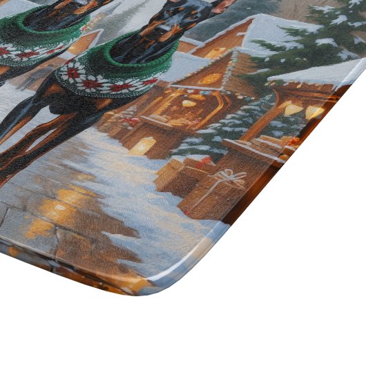 Doberman Dogs Christmas Snow Holiday Schneidebrett (Ecke)