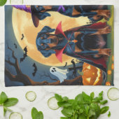 Doberman Dogs Pumpkin Halloween Funny Geschirrtuch (Gefaltet)