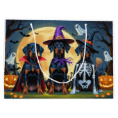 Doberman Dogs Pumpkin Halloween Funny Große Geschenktüte (Rückseite)