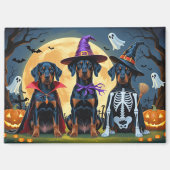 Doberman Dogs Pumpkin Halloween Funny Magnet (Vorderseite)