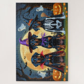Doberman Dogs Pumpkin Halloween Funny Puzzle (Vertikal)