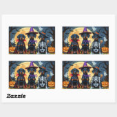 Doberman Dogs Pumpkin Halloween Funny Rechteckiger Aufkleber (Blatt)