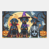 Doberman Dogs Pumpkin Halloween Funny Rechteckiger Aufkleber (Vorderseite)
