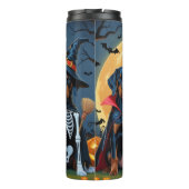 Doberman Dogs Pumpkin Halloween Funny Thermosbecher (Rückseite)