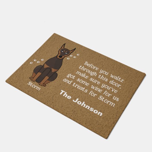 Doberman Doormat, Doormat, Hund Fußmatte (Schrägansicht)
