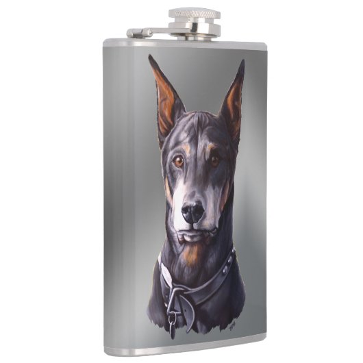 Doberman Flask Personalize Doberman Pinscher Flask Flachmann (Rechts)