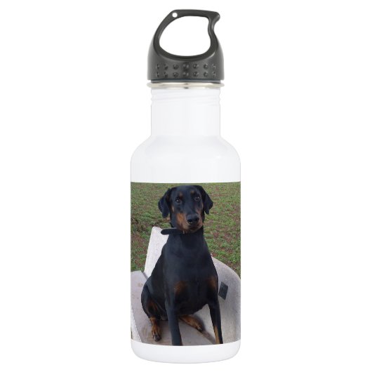 Doberman Flipper Edelstahlflasche (Vorderseite)