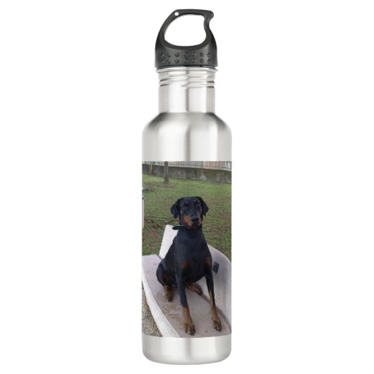 Doberman Flipper Edelstahlflasche (Vorderseite)