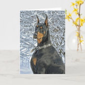 Doberman Fosty Day Karte (Gelbe Blume)