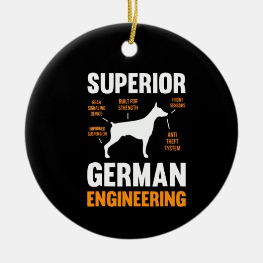 Doberman Gift | Deutsch-Französisch Keramik Ornament (Vorne)