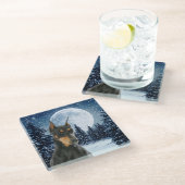Doberman Glass Untersetzer (Schrägansicht)