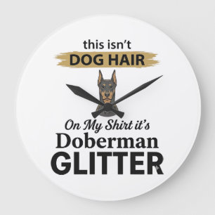Doberman Glitter Lustiger Hunde Liebhaber Vintage  Große Wanduhr