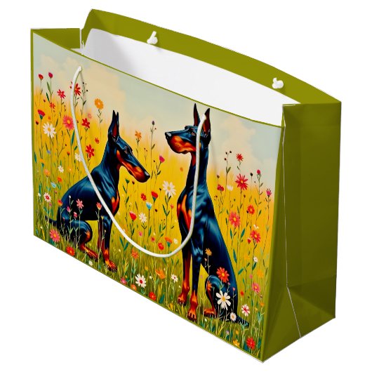 Doberman  große geschenktüte (Rückseite Schrägansicht)