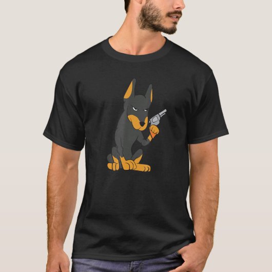 Doberman Gun Revolver T-Shirt (Vorderseite)
