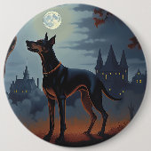 Doberman Halloween Beängstigend Button (Vorderseite)