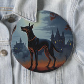 Doberman Halloween Beängstigend Button (Beispiel)