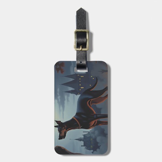 Doberman Halloween Beängstigend Gepäckanhänger (Vorderseite vertikal)