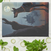 Doberman Halloween Beängstigend Geschirrtuch (Gefaltet)