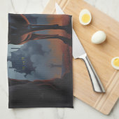 Doberman Halloween Beängstigend Geschirrtuch (Viertel Falte)