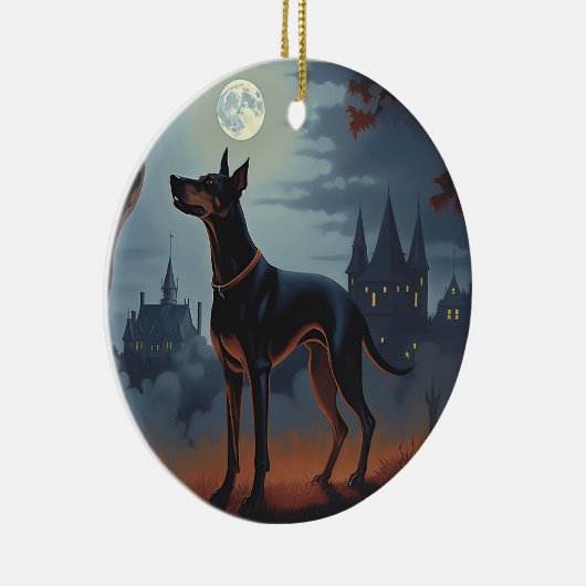 Doberman Halloween Beängstigend Keramik Ornament (Rechts)