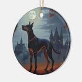 Doberman Halloween Beängstigend Keramik Ornament (Links)
