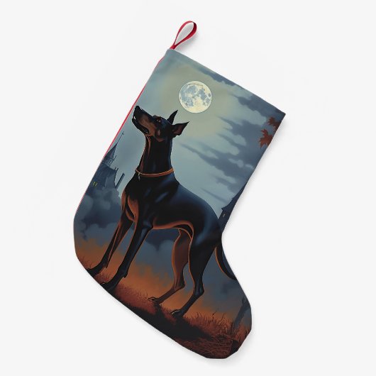 Doberman Halloween Beängstigend Kleiner Weihnachtsstrumpf (Vorderansicht (hängend))
