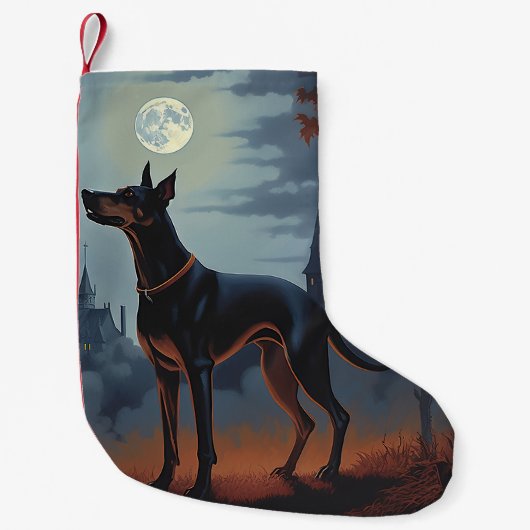 Doberman Halloween Beängstigend Kleiner Weihnachtsstrumpf (Vorderseite)