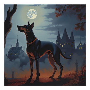 Doberman Halloween Beängstigend Poster