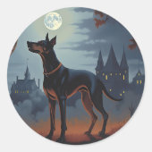 Doberman Halloween Beängstigend Runder Aufkleber (Vorderseite)