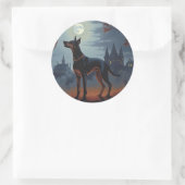 Doberman Halloween Beängstigend Runder Aufkleber (Tasche)