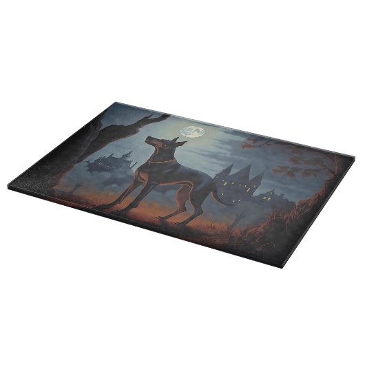Doberman Halloween Beängstigend Schneidebrett (Ecke)