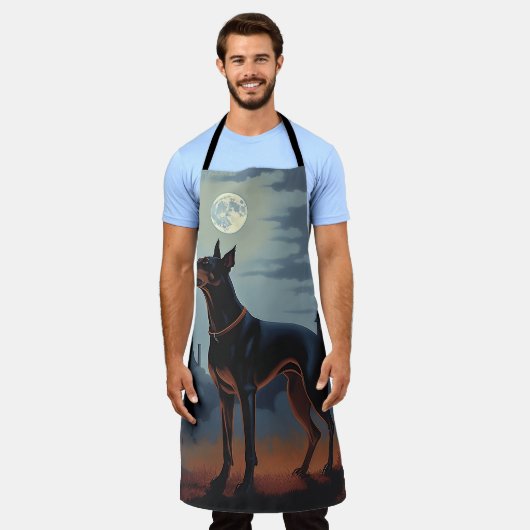 Doberman Halloween Beängstigend Schürze (Getragen)